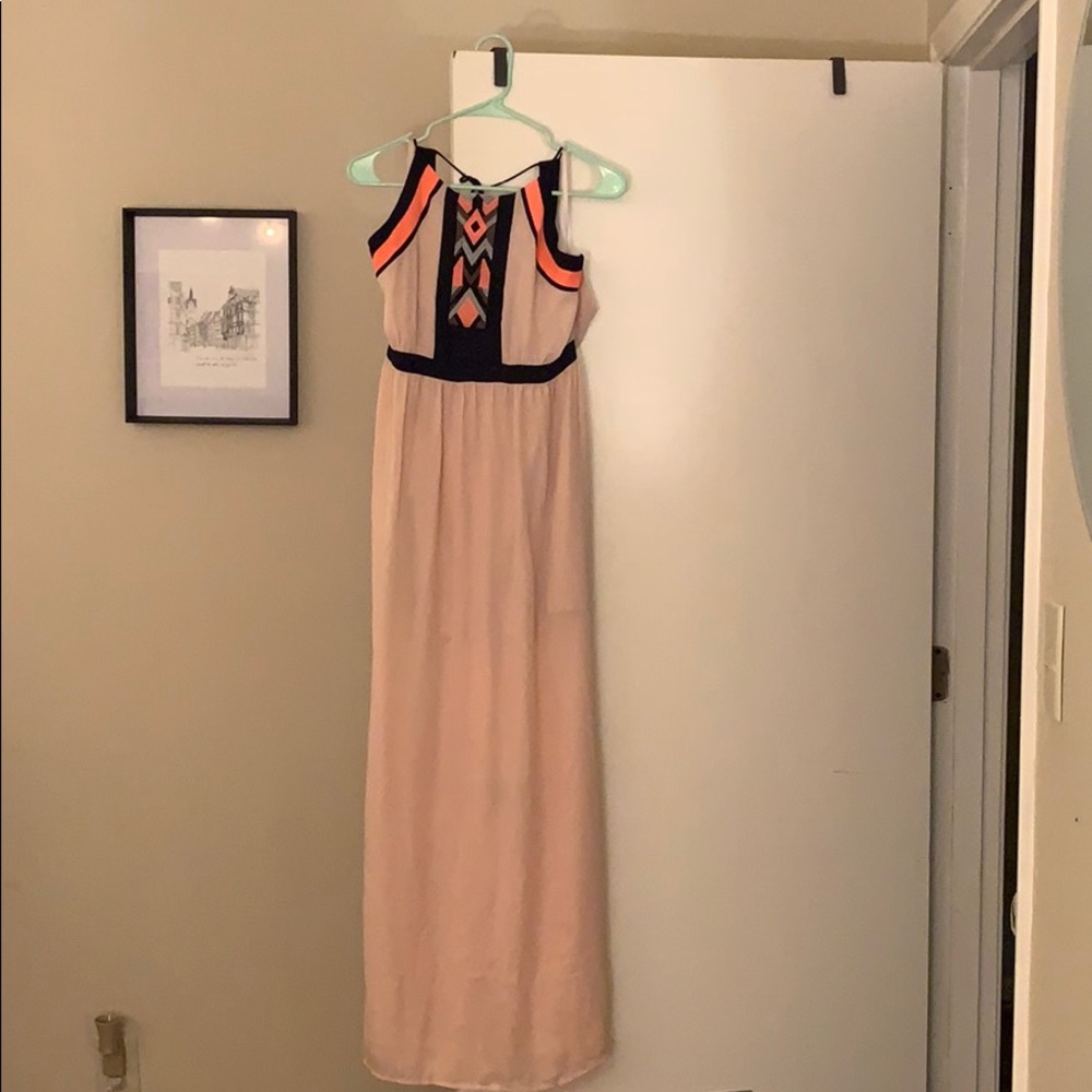 Boho pale pink dress with short inner liner